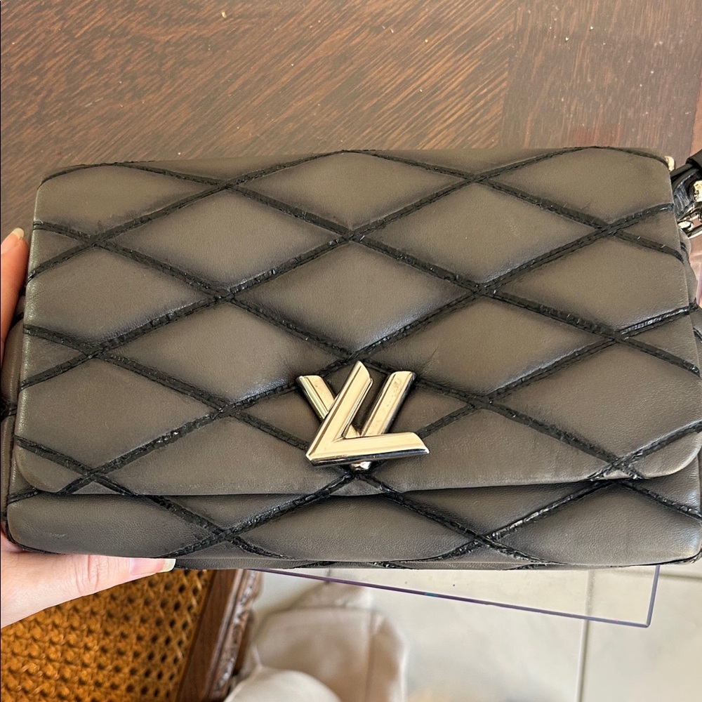 Gray Quilted Leather Bag